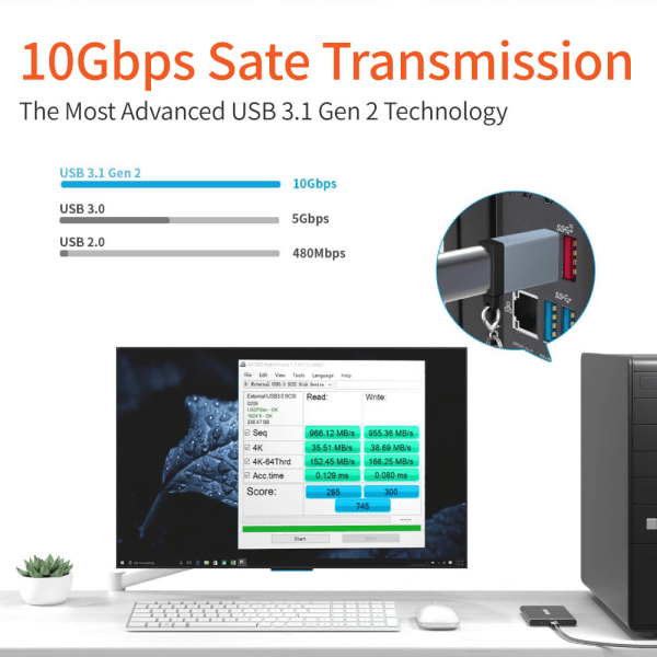 USB 3.0 - USB C - sovitin 10 Gbps Harmaa