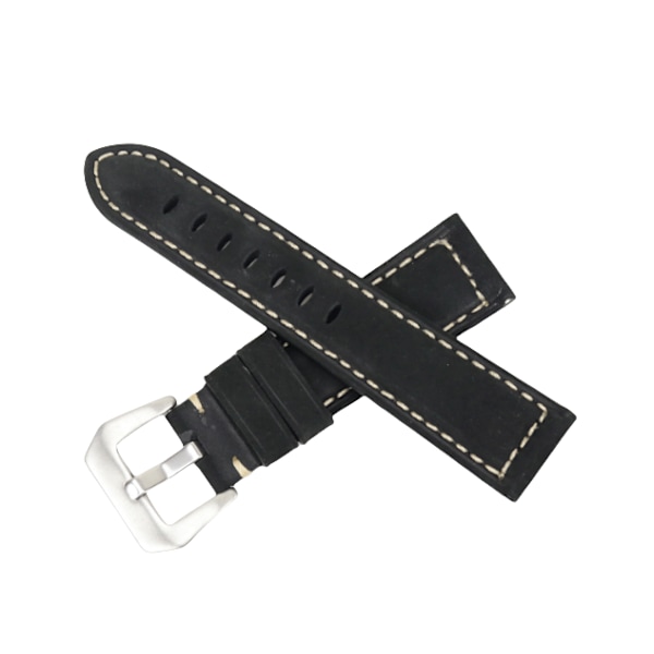 Klockarmband i äkta läder för Panerai Svart 24 mm