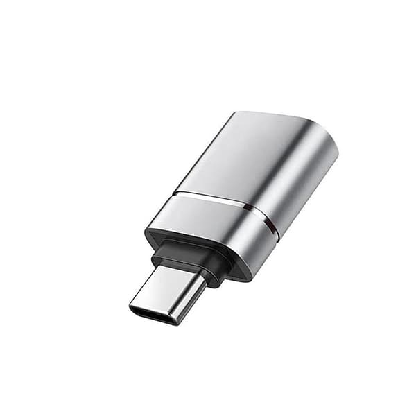 2-Pack USB 3.0 - Type-C -sovitin tyylikkäällä hopeisella viimeistelyllä