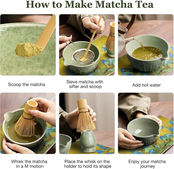Matcha Visp Set: Texturerad Vit 8-Delars Rostfritt Stål