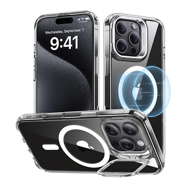 ESR Classic Hybrid (HaloLock) fodral med stativ för iPhone 16 Pro (transparent)