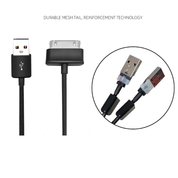 30 pin USB-kabel / laddningskabel för datasynkronisering Svart 1 Svart 1 m
