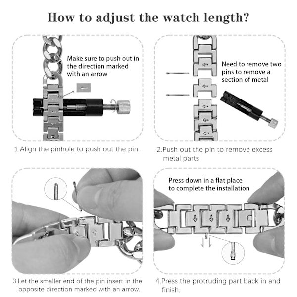 Sort urrem i rustfrit stål til Google Pixel Watch 3 (45 mm)