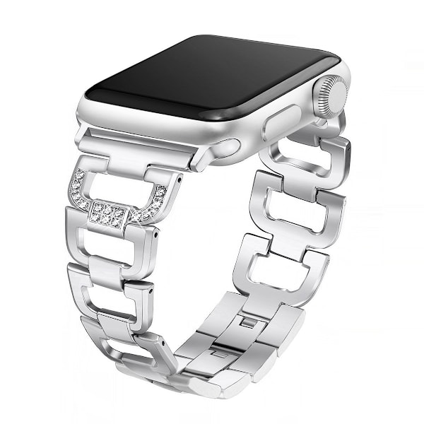 Smart klockarmband D-format diamantklockarmband med klockram för Fitbit Blaze Silver