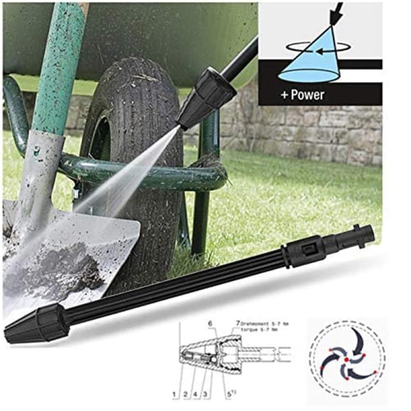 INF Roterbart Spolrör för Elektrisk Högtryckstvätt Karcher K2/K3/K4/K5/K6/K7 Svart