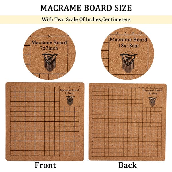 MacrameBoardSet kompatibel med Macrame Knotting Tools — 18x18cm fiberboard macrame vævebræt med 100 pins