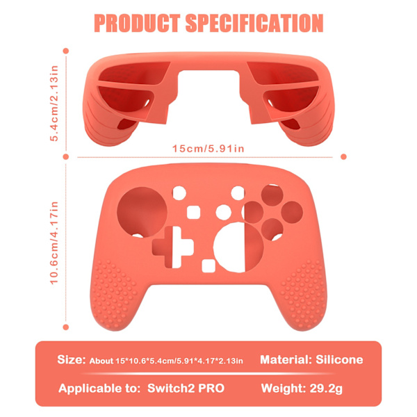 Silikonskyddsfodral kompatibelt med Switch 2 Pro Controller - 2-pack: Förbättrat grepp och skydd Orange Orange