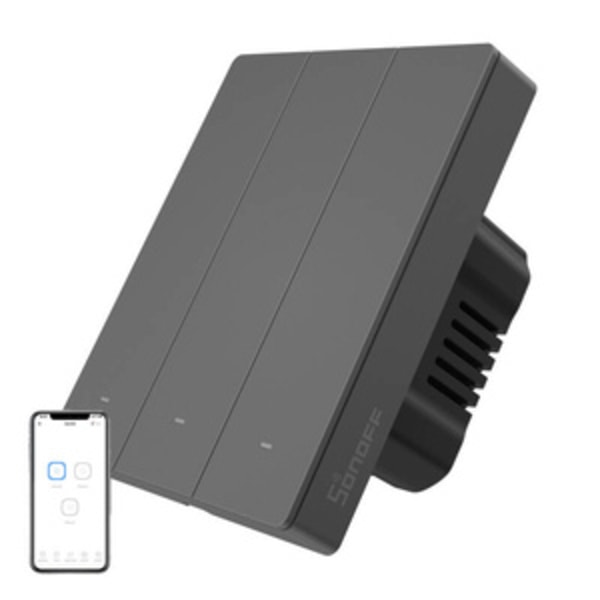 Smart WiFi-vægafbryder SONOFF M5-3C-80 (3-kanals, til ramme, grafit)