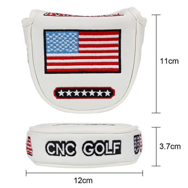 Golfputteröverdrag Halvcirkel – Premium PU Läder Huvudskydd White White