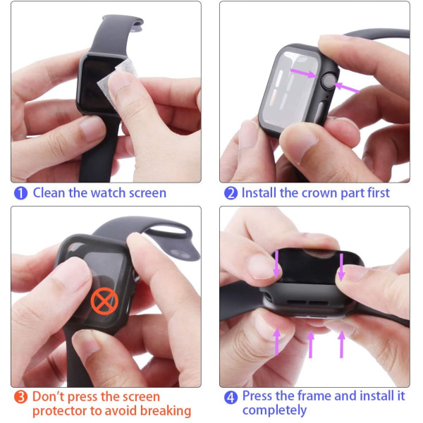 Skærmbeskytter Apple Watch 4/5 (44 mm) Hærdet glas Sort