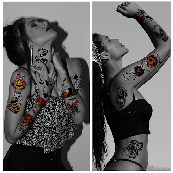Väliaikaiset Halloween-tatuoinnit 10 arkkia Monivärinen