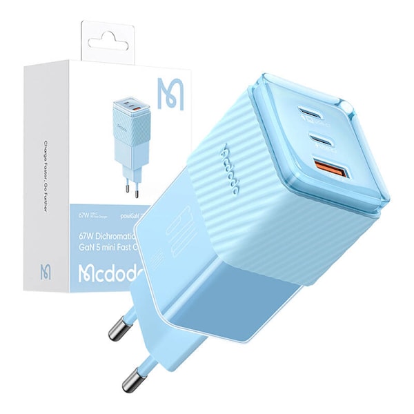 GaN 67W nätladdare Mcdodo CH-1503 2x USB-C, USB-A (blå)