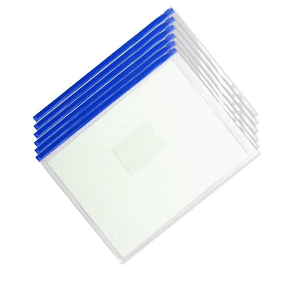 A4 PVC Gennemsigtige Lynlåsmapper - 6-pak til Dokumentorganisation Blue Blue