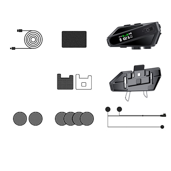 Bluetooth-headset til motorcykelhjelm - Sort C6 blød mikrofon
