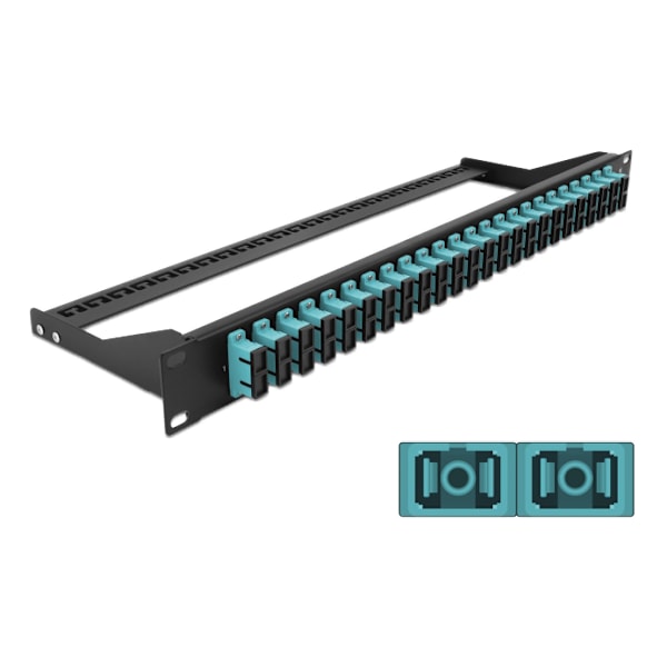 19″ Fibre Patch Panel 24 port SC Duplex aqua