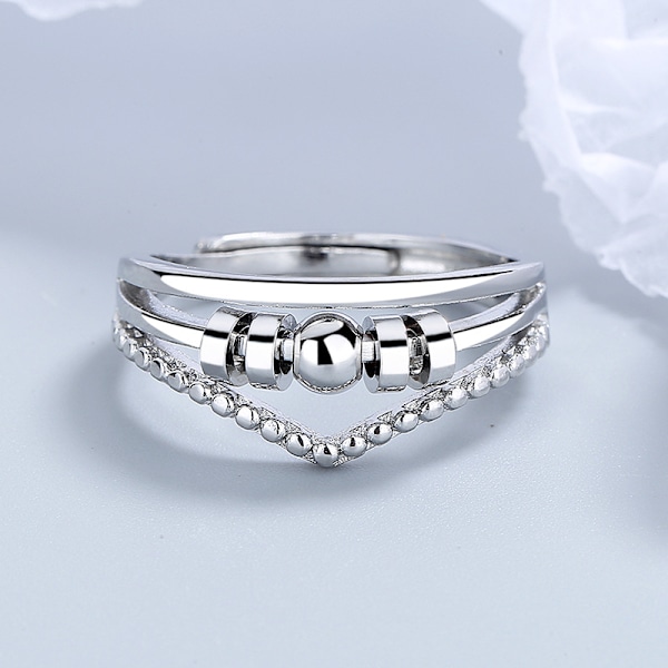 Justerbar Antistressring med Roterbara Pärlor Silver