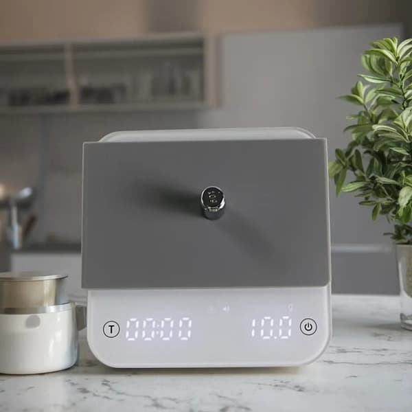 USB Rechargeable Digital Coffee Scale med timer, 0.1g precision, LED-display, auto/smart espresso/flow-lägen, härdat glasyta White White