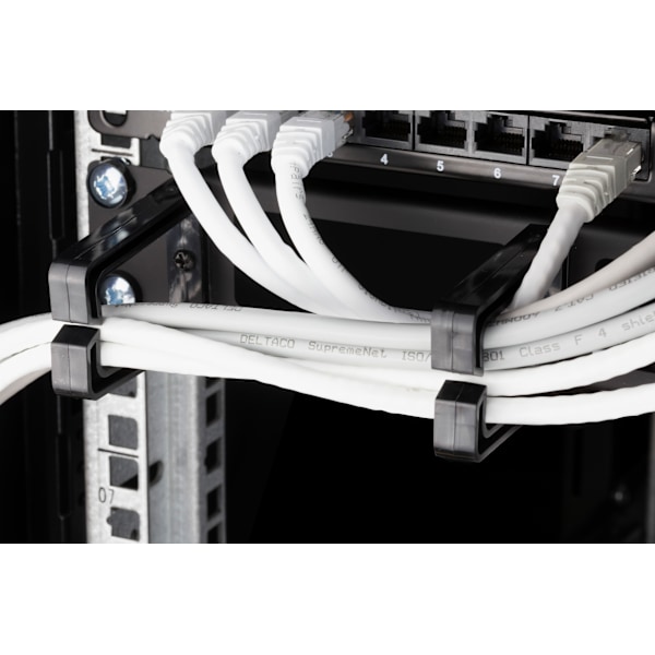 19" Cable panel, 1U, 5 brackets, cable management, black