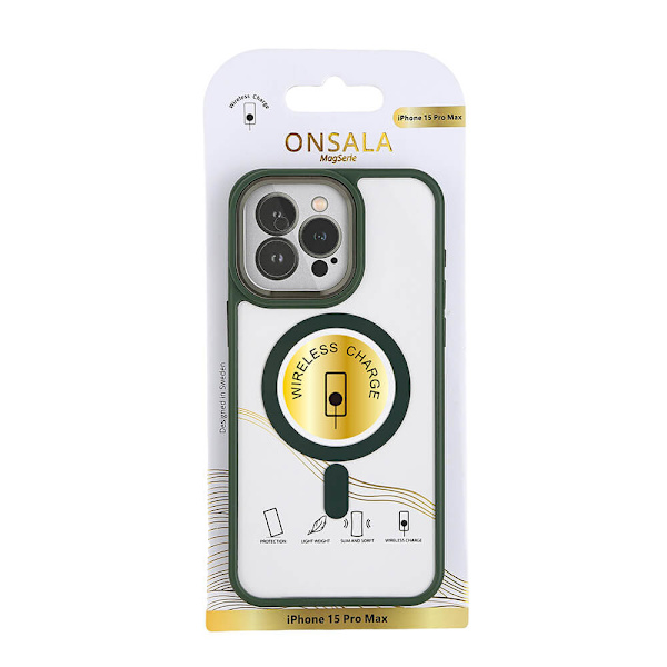 Mobilskal Bumper MagSeries Green & Clear - iPhone 15 Pro Max