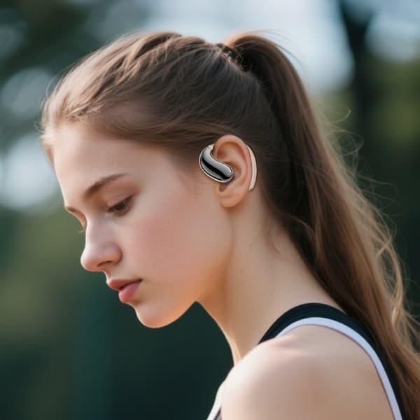 6.0 open-ear dobbelt-side stereo trådløst Bluetooth headset med 4000mAh ladetui Black Black