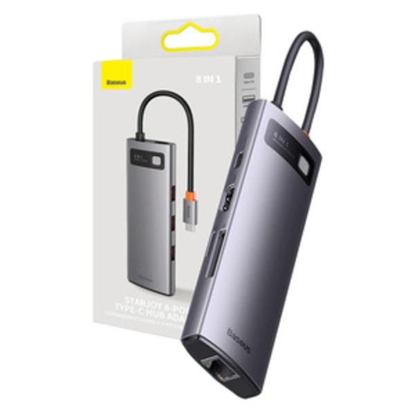 Keskitin 8in1 Baseus StarJoy Series, USB-C - 3x USB 3.1 + HDMI + USB-C PD + RJ45 + microSD/SD