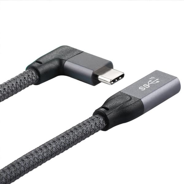 100W USB-C forlængerkabel - 20Gbps data & 4K video - vinkelret design 1m 1m
