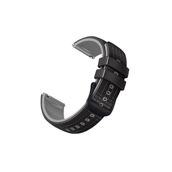 Silikonihihna Samsung Galaxy Watch 3:lle ja Garmin Forerunner 255:lle Musta + harmaa 22 mm