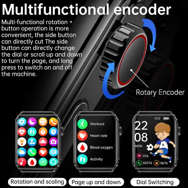 Smartklocka med EKG/Bluetooth-samtal och musik Black Black