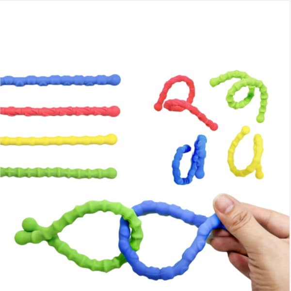 Sensorisk stresslindrande pinne 4-pack – mjuk silikon vridbar fidget för kontor, studier och resor, texturerad yta, bärbar 25cm längd 1.3cm bredd