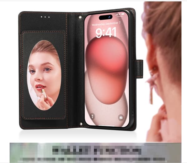 Multifunktionelt Spejl Kort Holder Pung Telefon Cover
