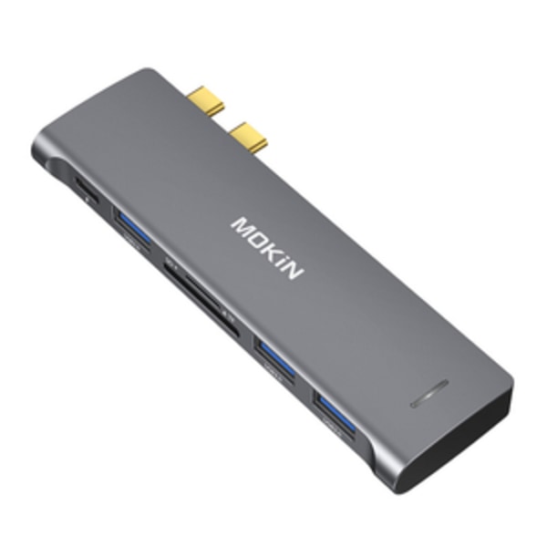 HUB 6in2 MOKiN USB-C Macbookille 3xUSB-A 1xUSB-C 1xSD/MicroSD (hopea)