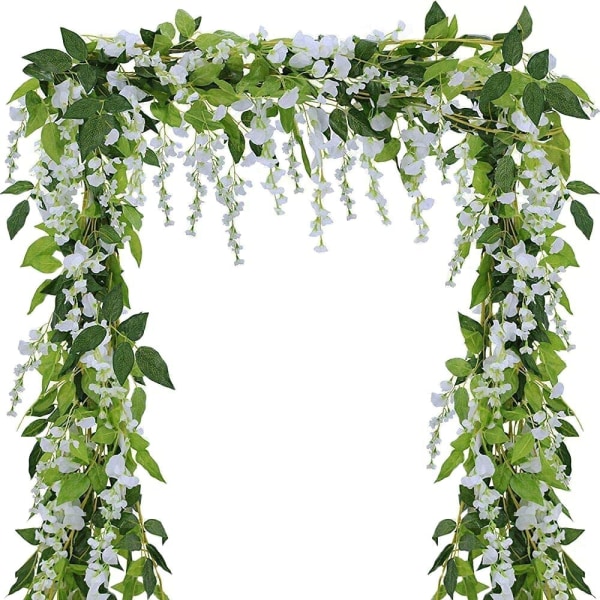 Konstgjord växt Blåregn Girlang vit/grön 1,8 m 4-pack