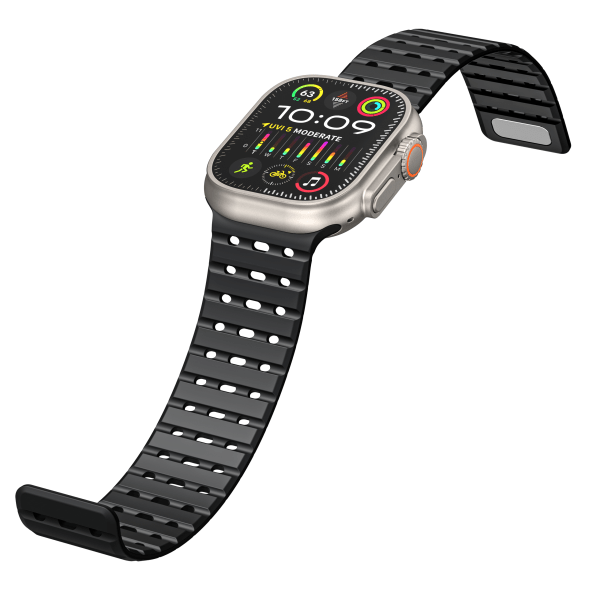 Andningsbar magnetrem för Apple Watch Series 1-9 generationer 42/44/45 mm Svart