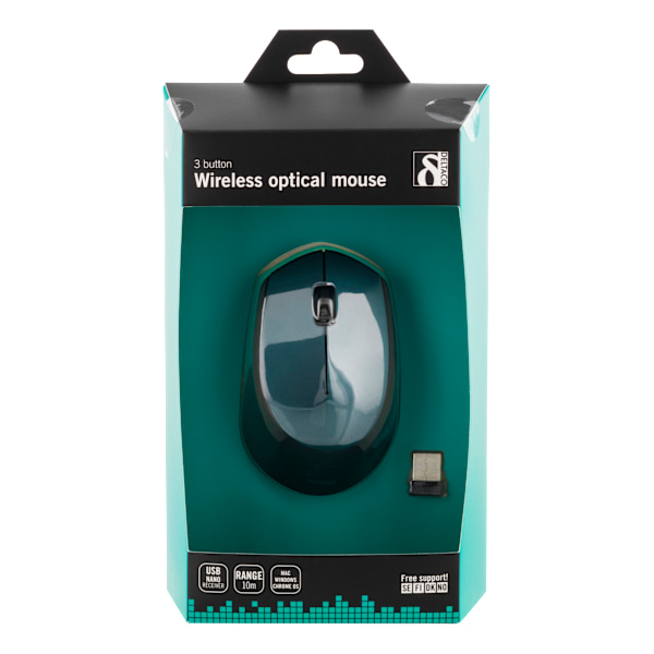 Wireless optical mouse 2.4GHz, 3 buttons w/ a scroll, green