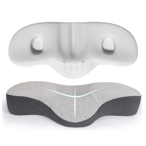 Sammakkotyyny harmaalla päällisellä - ergonominen niskatyyny