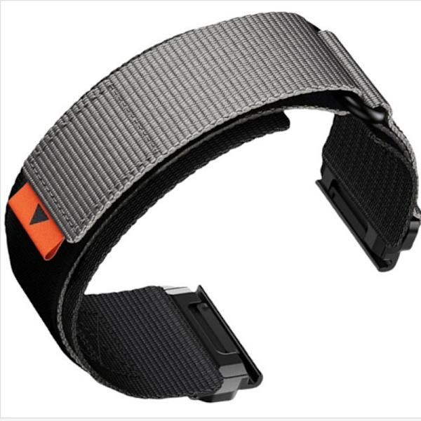 Nylon klockarmband för Garmin Fenix 8/7X Pro/5X 6X Grå 22 mm