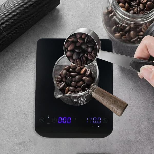 Mini Digital Kaffevåg kompatibelt med Timer PR1/PR2 USB-C Uppladdningsbar Högprecision LED Display Svart