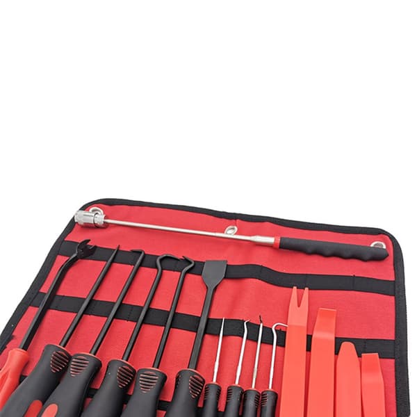 15-osainen koukku- ja piikkisarja - Auton tiivisteen irrotustyökalusarja red+black red+black