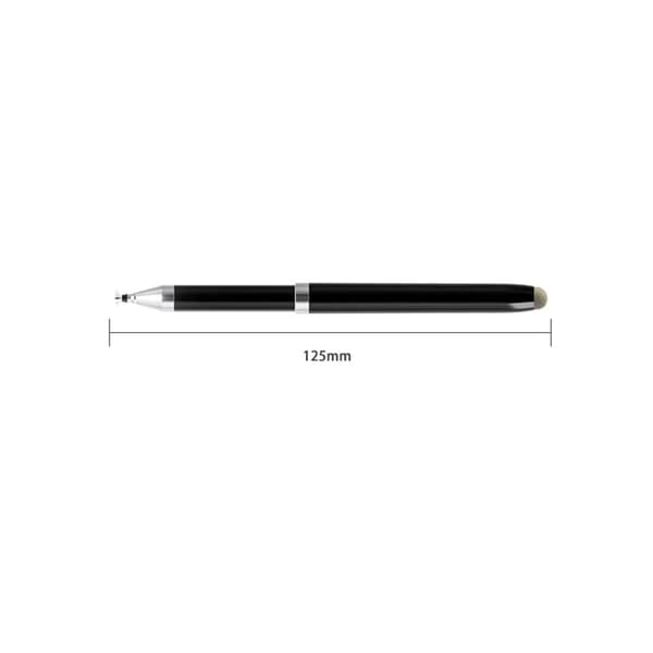 2-in-1 Universal Stylus Pen kosketusnäytöille - Musta