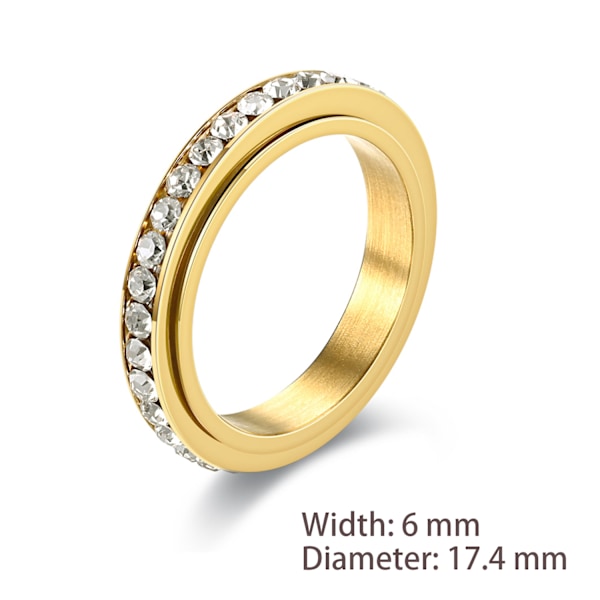 Ring med roterbara zirkonstenar / antistressring Guld 17.4 mm