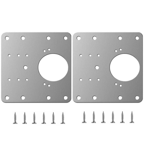 INF Reparationsplade til hængslede møbler 9x9 cm rustfrit stål 2-pak