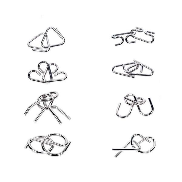 Memory Iron Ring Puzzle Sæt - 8-delt Metal Brain Teaser Adskillelses Spil, udfordrende IQ test og stress relief