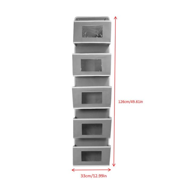 Multilayer Opbevaringspose - Enkelt Side 5 Rum - Ideel til Organisering af Tøj og Diverse Grey Grey