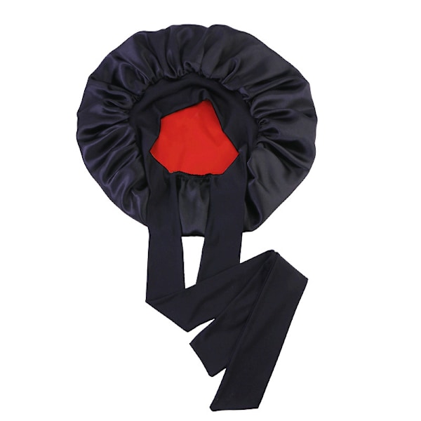 Dubbellagers Satin Elastisk Streamer Sovmössa - Svart