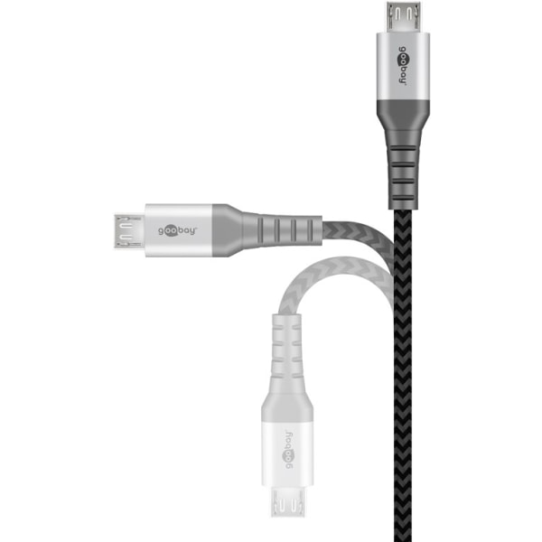 Micro-USB till USB-A textilkabel med metallkontakter 2 m
