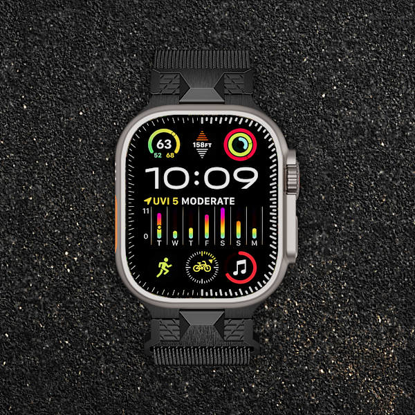 Klockarmband i Rostfritt Stål för Apple Watch 42/44/45/49 mm Svart