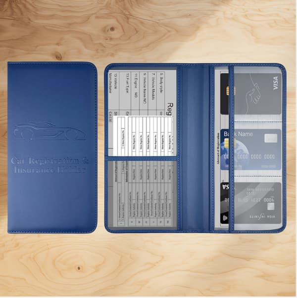 Elegant PU Læder Bil Kørekort Holder Blue Blue