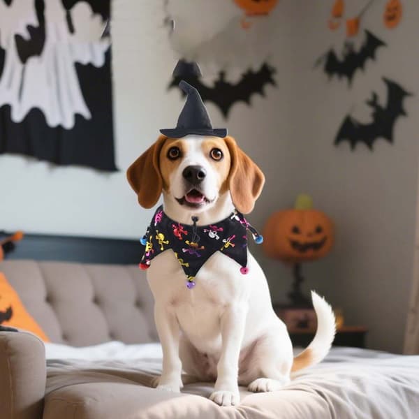 Halloween Kæledyr Kostume Sæt - Græskar Heks Hat og Halstørklæde til Katte og Hunde