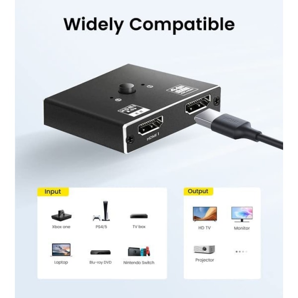 INF HDMI 2.0 Switch 2 in 1 out 4K HDMI Splitter 1 in 2 out