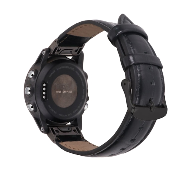 Aito nahkaranneke Garmin Fenix 7X 7S -kellolle Musta 26 mm